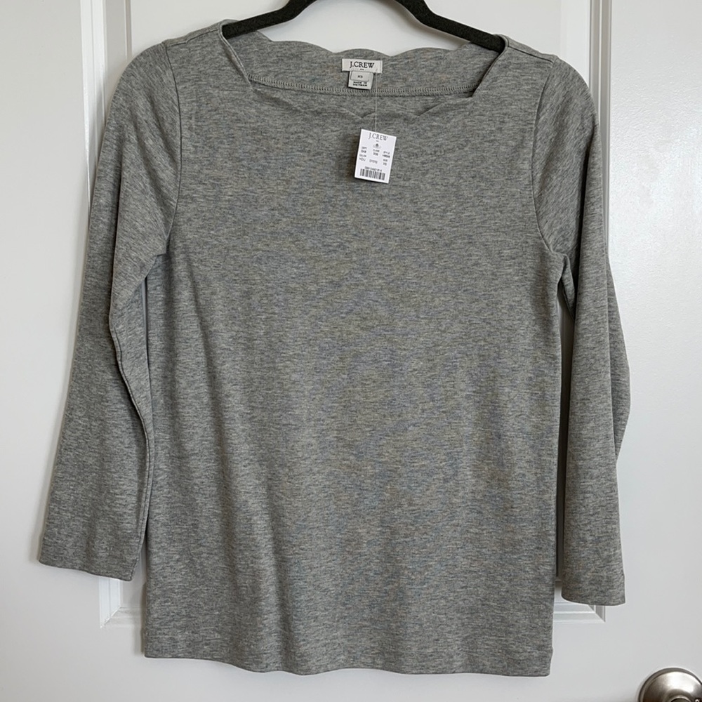 Grey J Crew scallop neck tee NWT